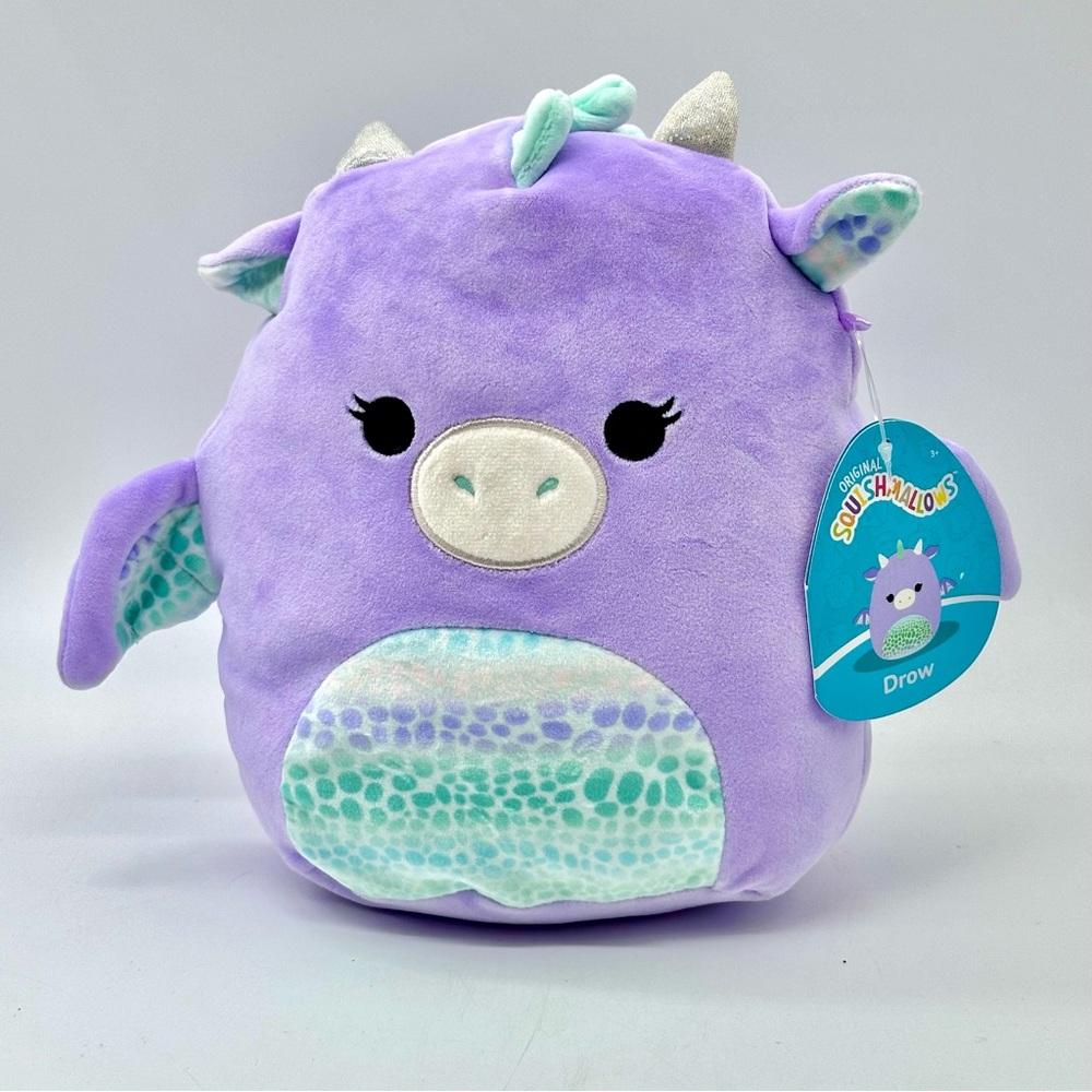 8” Squishmallows Drow the Purple Dragon Plush Toy Stuffed Animal
